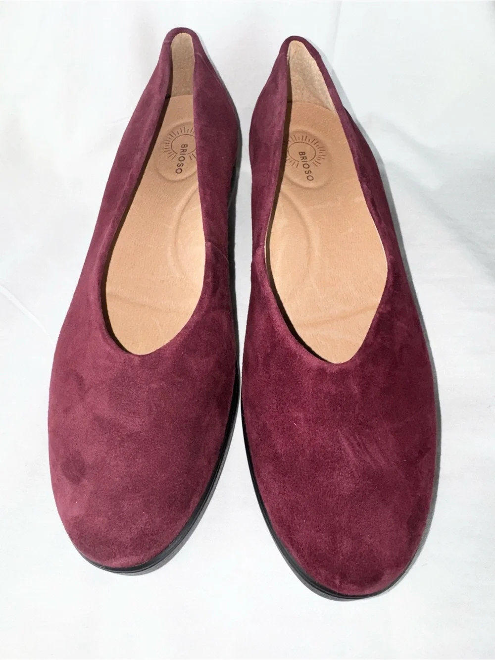 Brioso Women’s 8.5 M Burgundy Suede Leather Wedge Shoes Made Brazil NEW